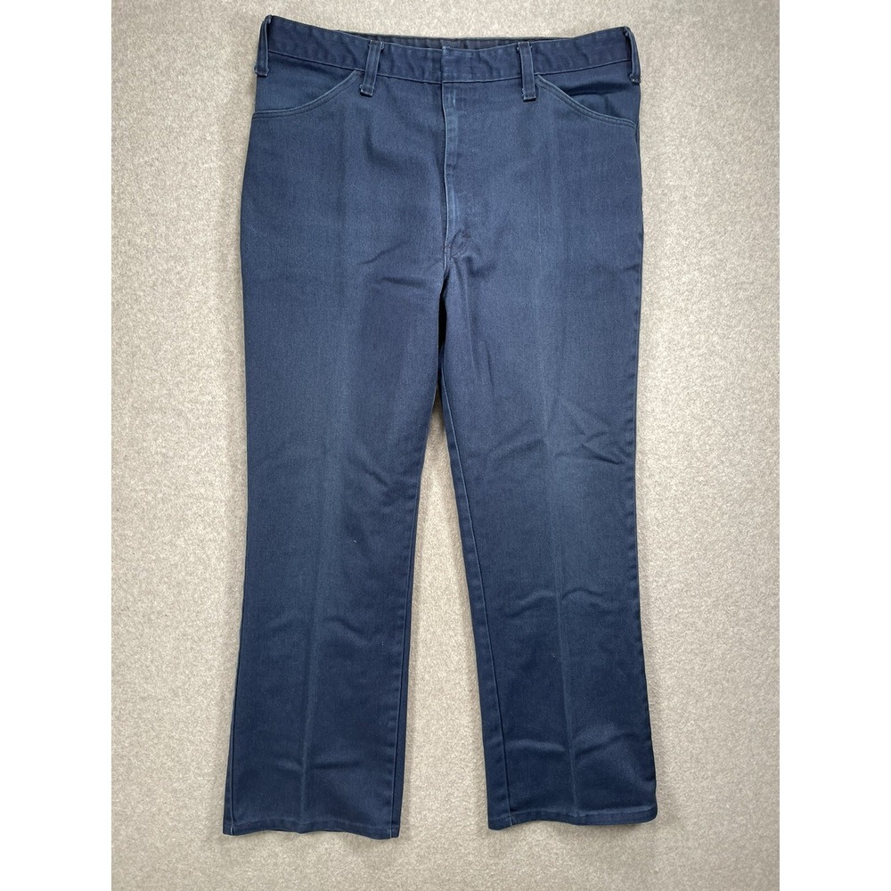 Vintage Dickies Navy Work Pants USA Made Talon Zipper 70s 34x27